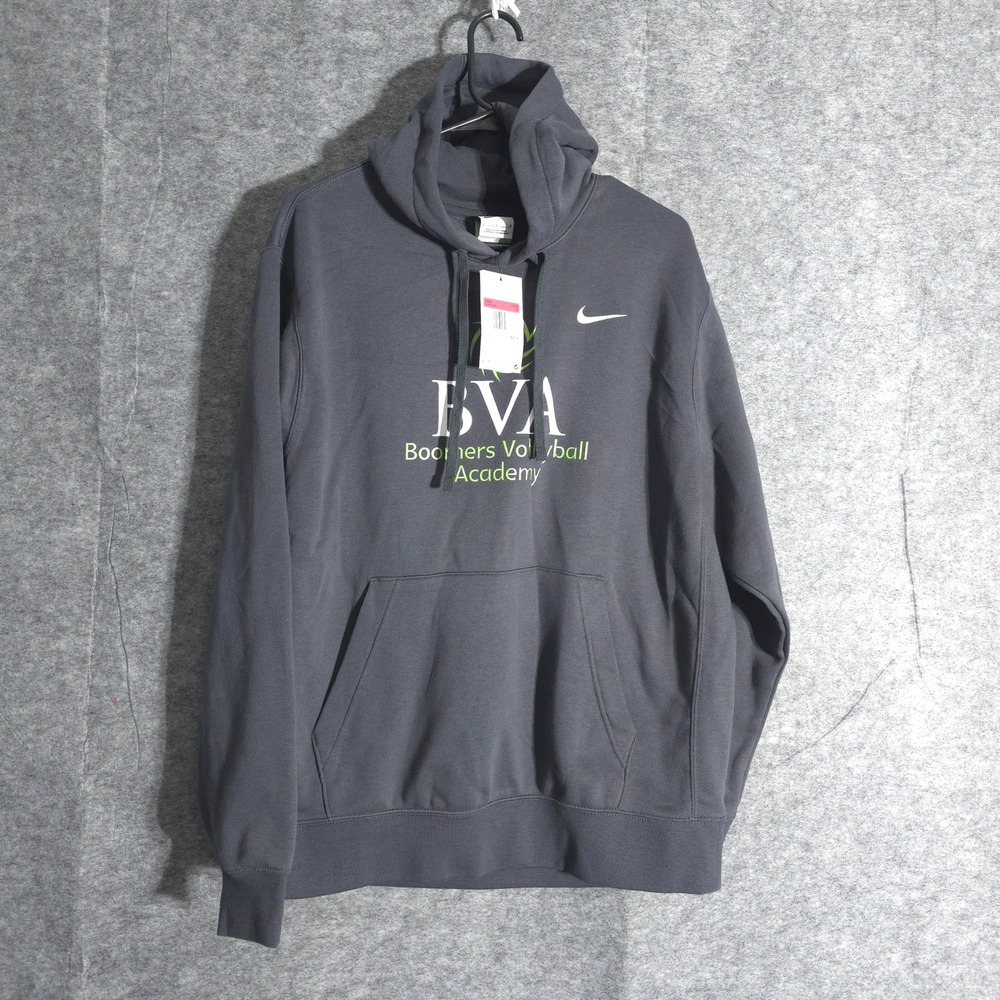 Nike Mens Large Gray BVA Boomers Volleyball Academy Hoodie Sweatshirt New Swoosh